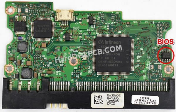 Pasos para cambiar el chip BIOS en 0A30153 placa lógica disco duro Hitachi