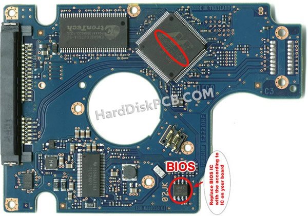Pasos para cambiar el chip BIOS en 0J14457 placa lógica disco duro Hitachi