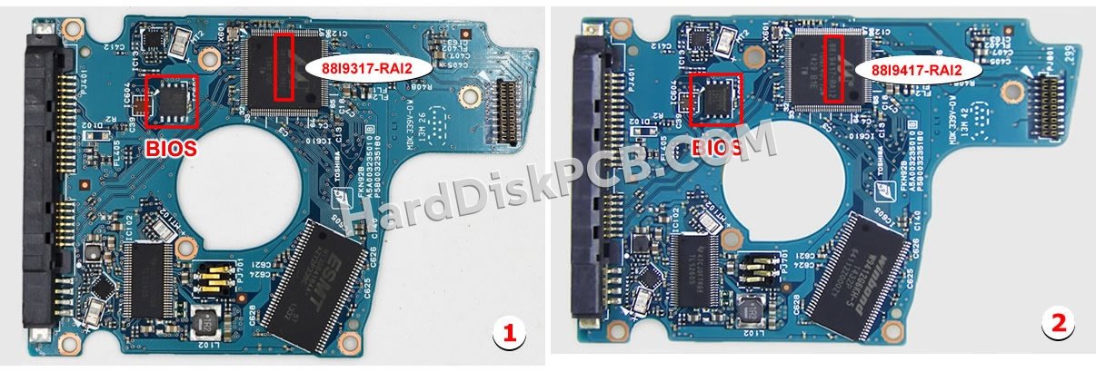 Pasos para cambiar el chip BIOS en G003235C placa lógica disco duro Toshiba