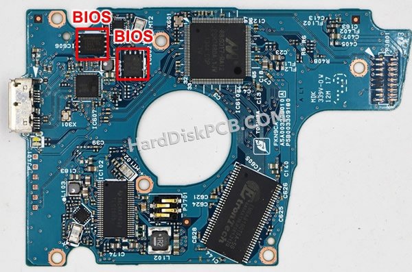 Pasos para cambiar el chip BIOS en G003309A placa lógica disco duro Toshiba