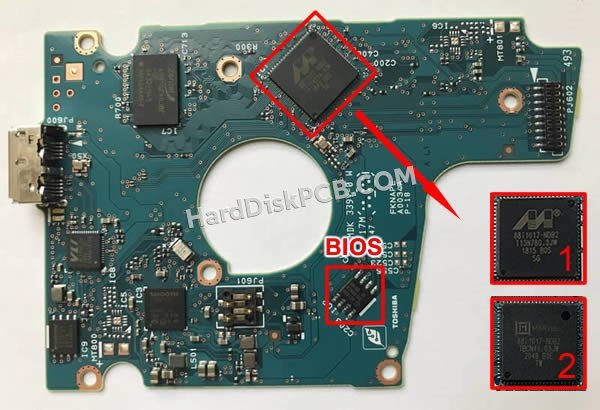 Pasos para cambiar el chip BIOS en G0034A placa lógica disco duro Toshiba
