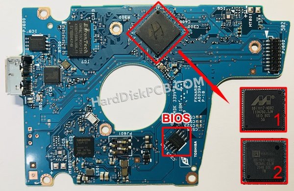 Pasos para cambiar el chip BIOS en G0039A placa lógica disco duro Toshiba