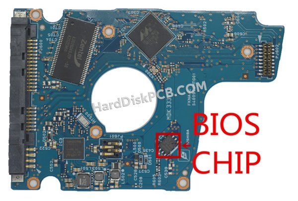 Pasos para cambiar el chip BIOS en S40097 placa lógica disco duro Toshiba